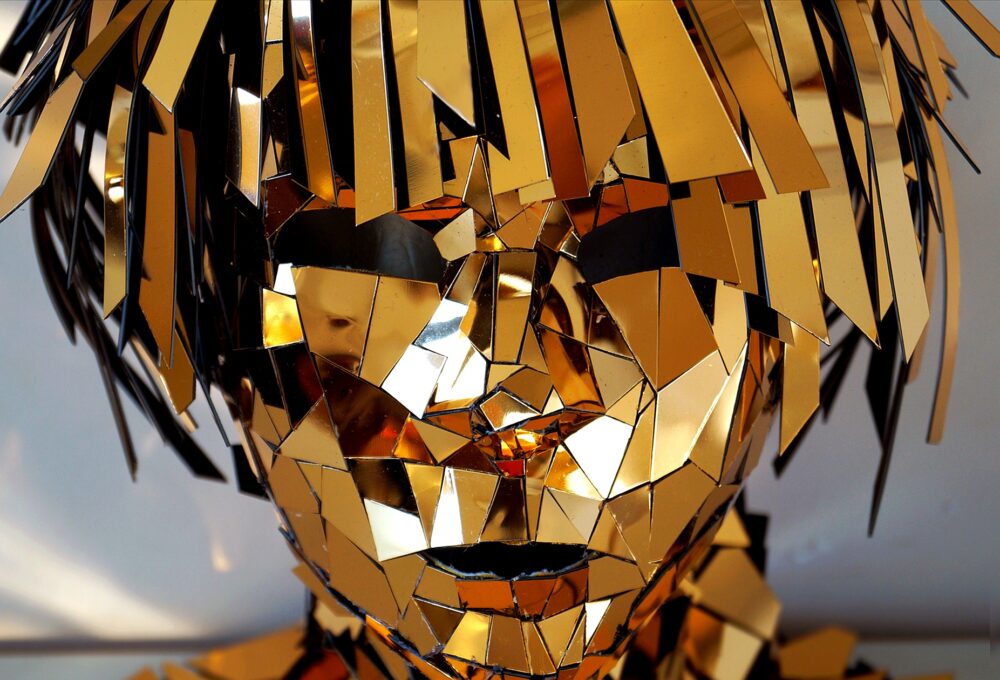 'Introspection' Mirror Head - Silver, Gold, Holographic (Made to Order) - Image 2