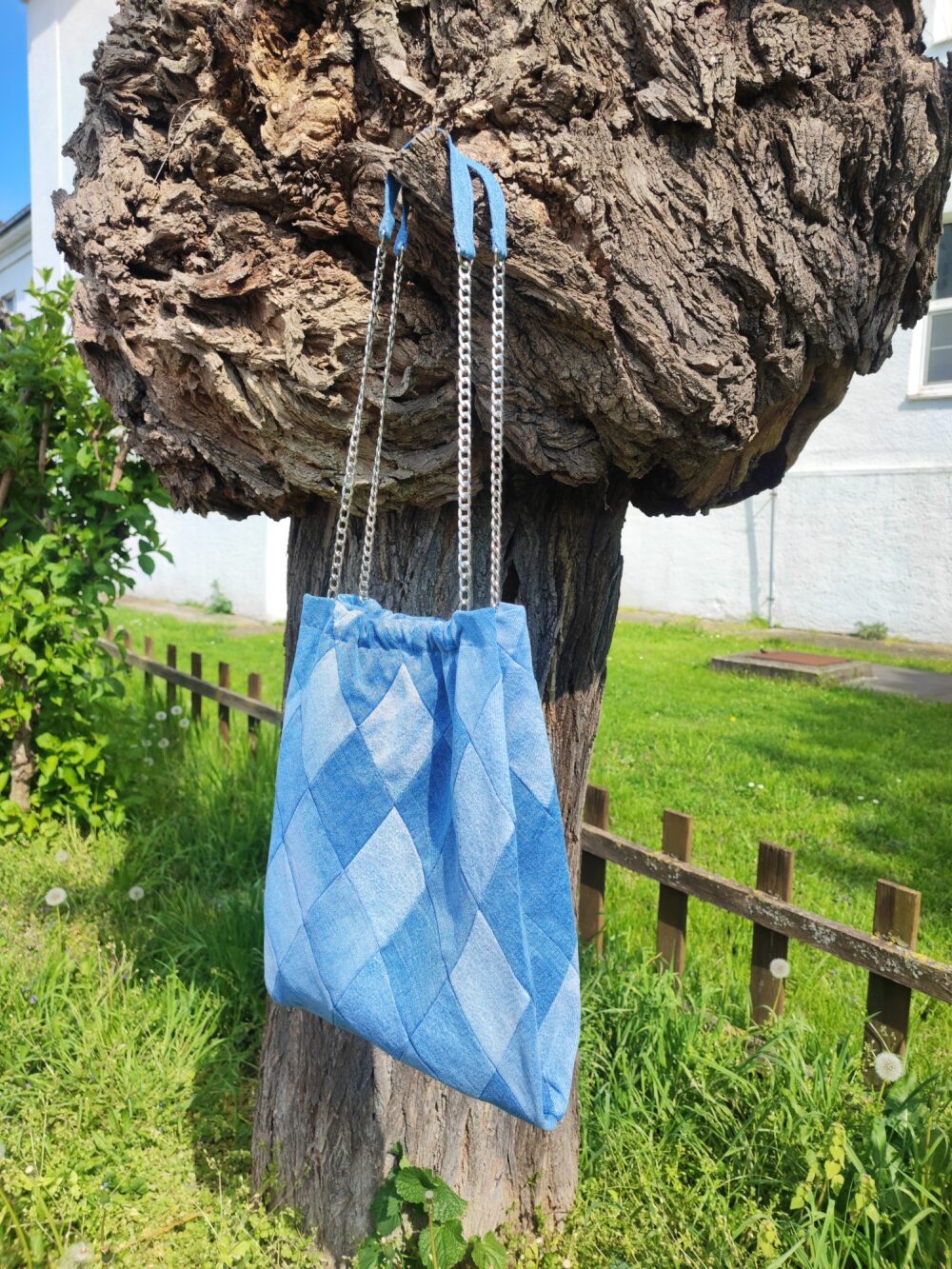 'Rhombus' Upcycled Denim Bag in Light Blue (Ready to Ship) - Image 5